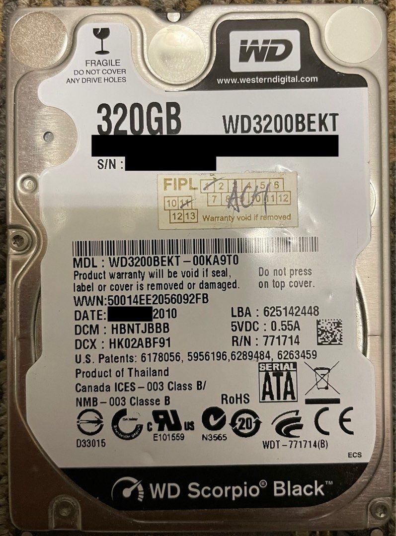 Wd scorpio black 320gb outlet