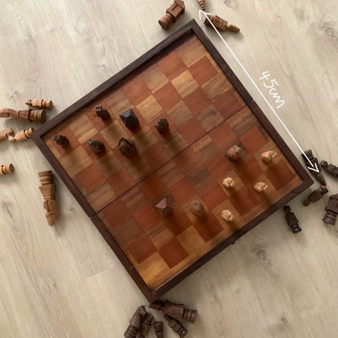 Foldable Wooden Chess Set Board Game