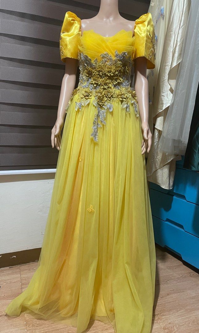 Yellow filipiniana top
