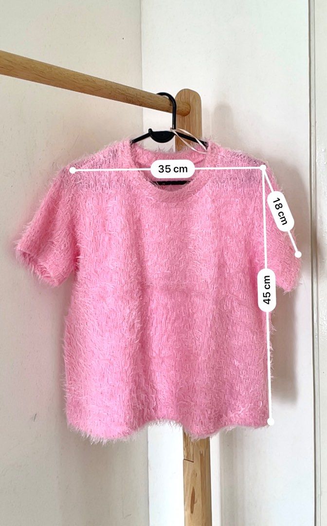 Zara fluffy knit top in pink (34% OFF), Women's Fashion, Tops, Blouses on  Carousell
