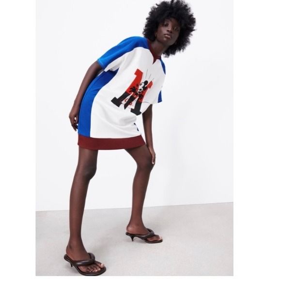 ZARA x Disney Mickey Mouse Color Block Sweater Dress Cute