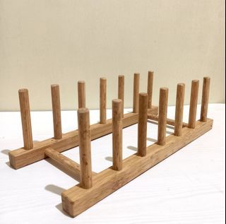 14 stands/slots Bamboo/Wooden Dish Rack, Cup and Mug Drying Drainer, Bowl Plate Holder 179 each