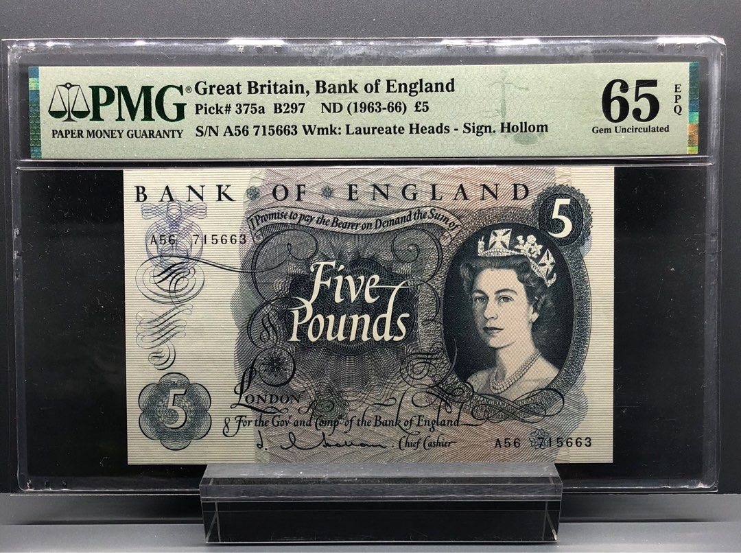 1963年英國五英鎊PMG65EPQ, 興趣及遊戲, 收藏品及紀念品, 錢幣- Carousell