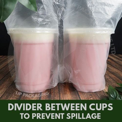 2 Cup Carrier Bag / Translucent Cup Carrier Bag / Side by Side 2 Cup