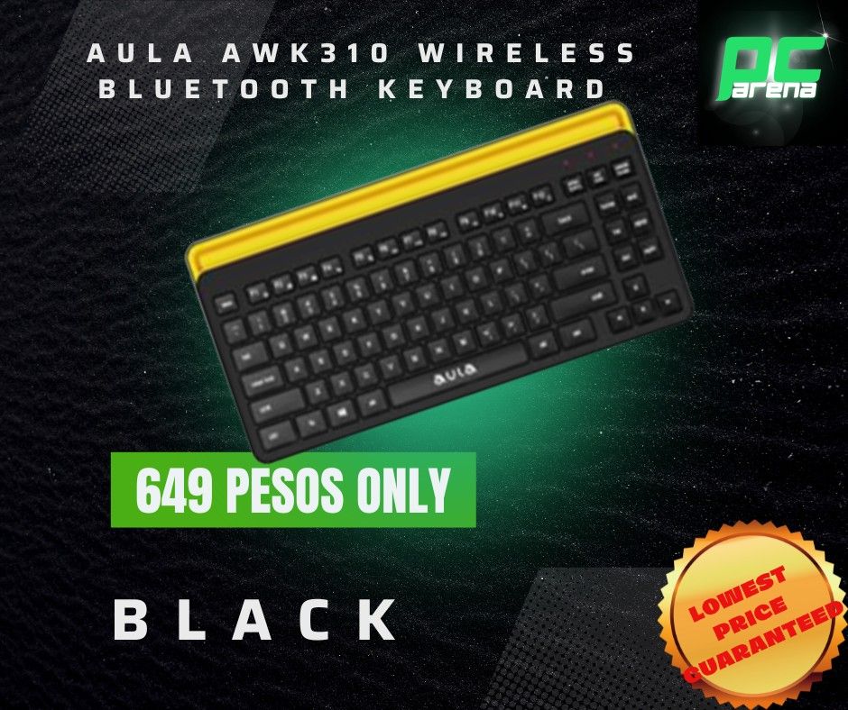 Aula AWK310 Wireless Bluetooth Keyboard Black (Category: Computer Keyboard) located in Makati City. Submitted by pc_arena.ph (Listing ID 1198975234, Image 1). Description: The main advantage of using a Aula AWK310 wireless keyboard rather than a regular keyboard is that it offers much more mobility. A wireless keyboard can be used on a lap, in a bed, or just used while on-the-go for laptop users.