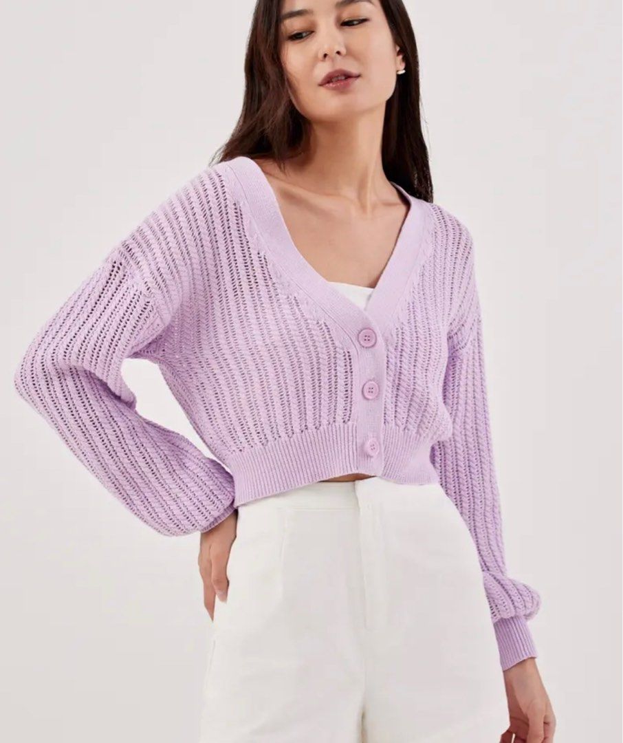 Puffed sale sleeve cardigan