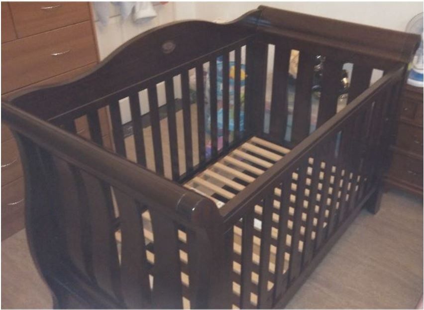 Boori Sleigh Royal Cot Bed. Solid Wood Height adjustable