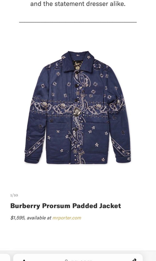 Burberry prorsum store paisley jacket
