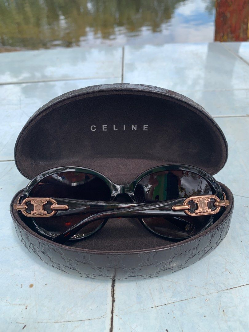 FINAL DROP Celine Gold Logo Oversized Sunglasses Women s Fashion