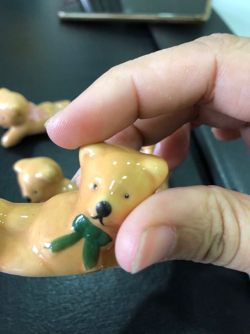 Ceramic teddy bear chopstick rest, Furniture & Home Living, Home