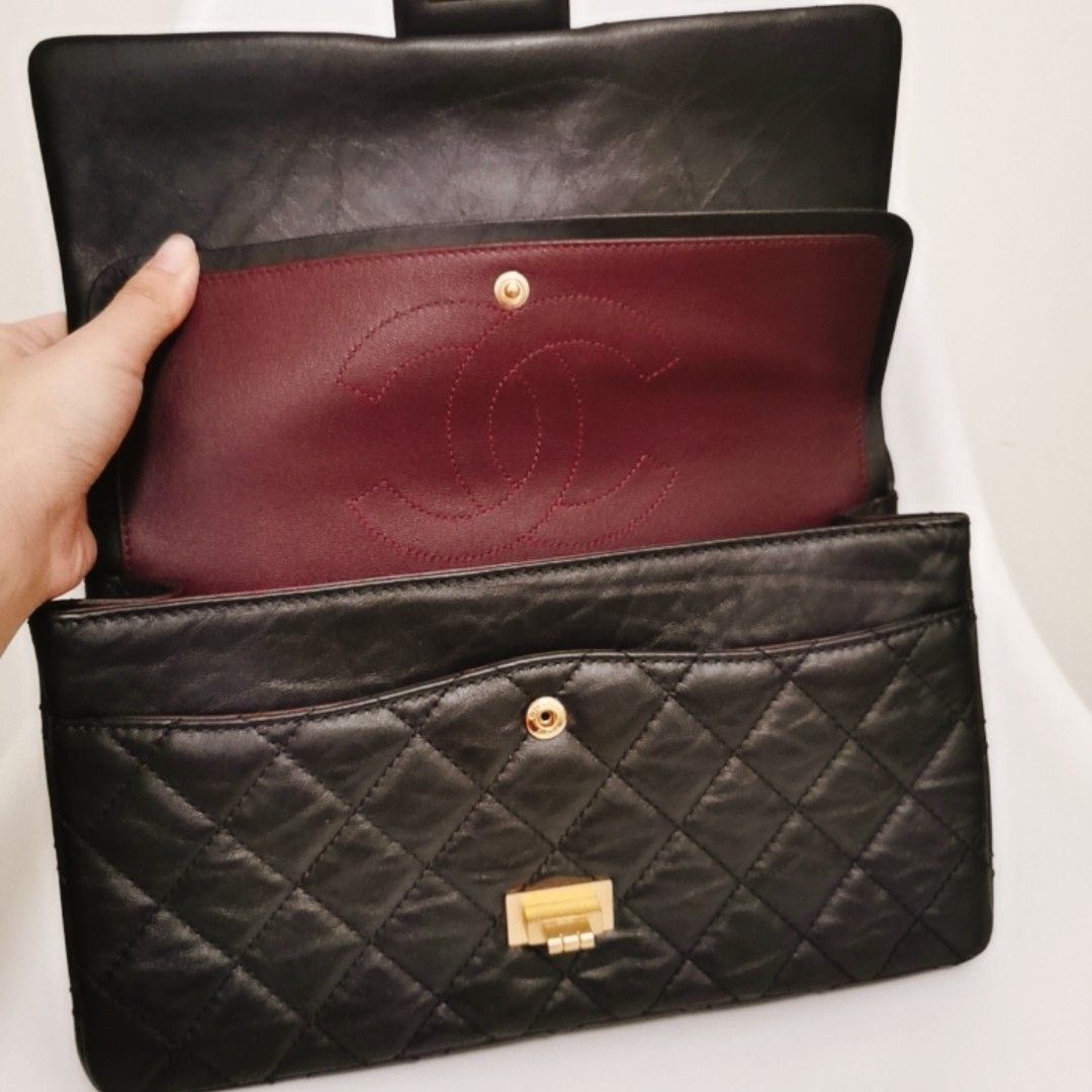 Chanel 2.55 Handbag Aged Calfskin & Gold-Tone Metal Black – RELUXE1ST