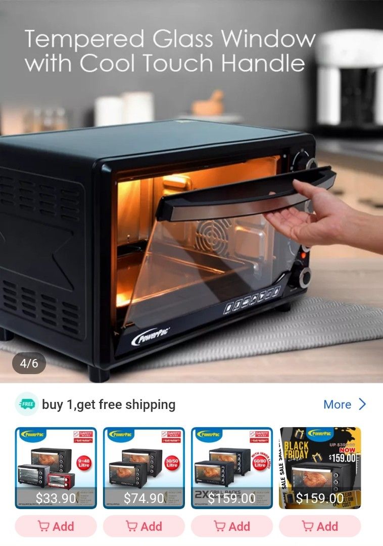 Electric Oven 50L with Rotisserie & Convection Functions, 2 Trays