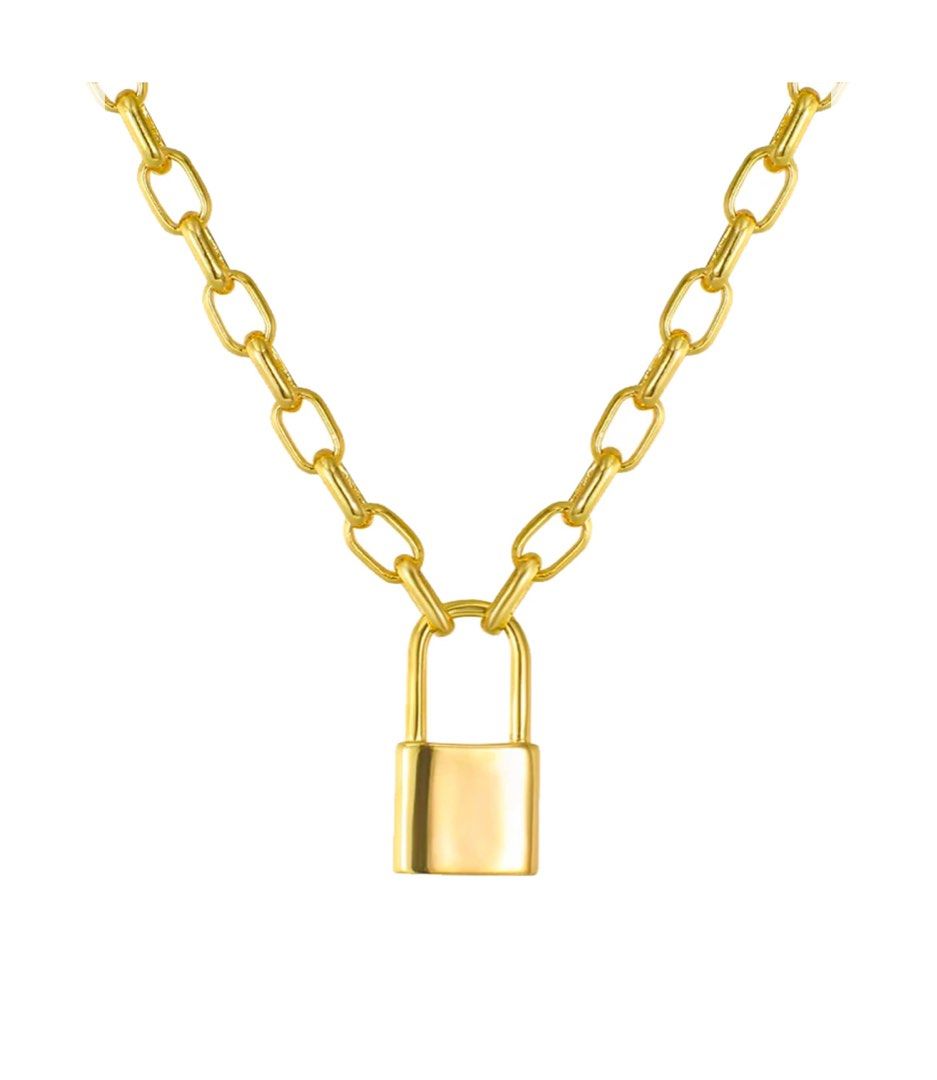 Evry Jewels Keep Me Lock Gold Necklace Women s Fashion Jewelry