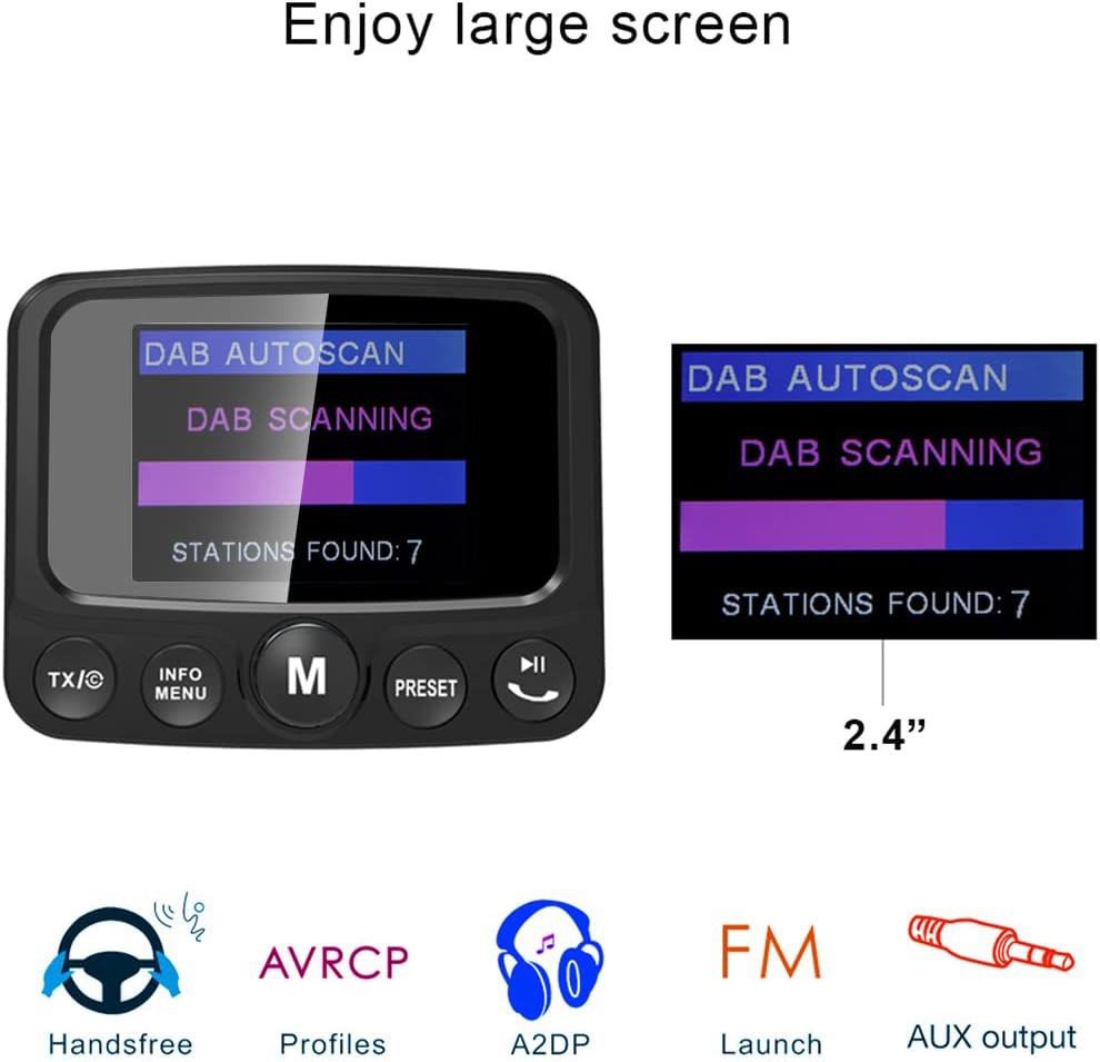 Excelvan car digital radio dabdab adapter with bluetooth fm