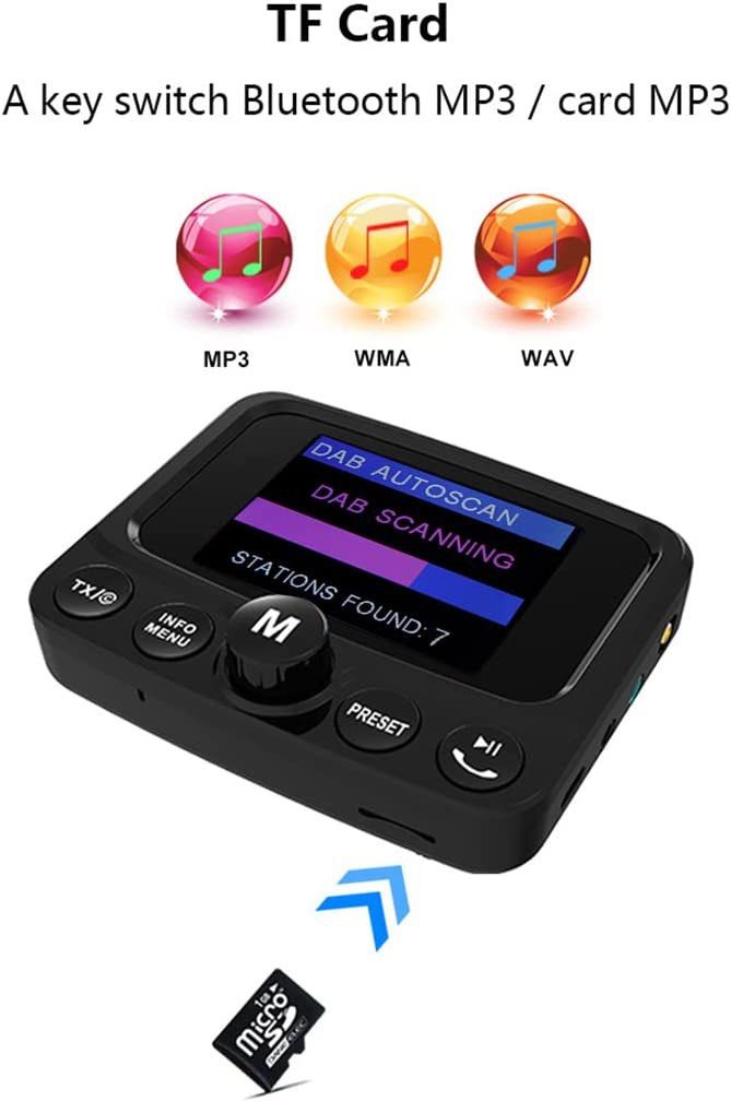 FirstE 2.4" Colorful Display Car DAB/DAB+ Radio Adaptor, Portable DAB