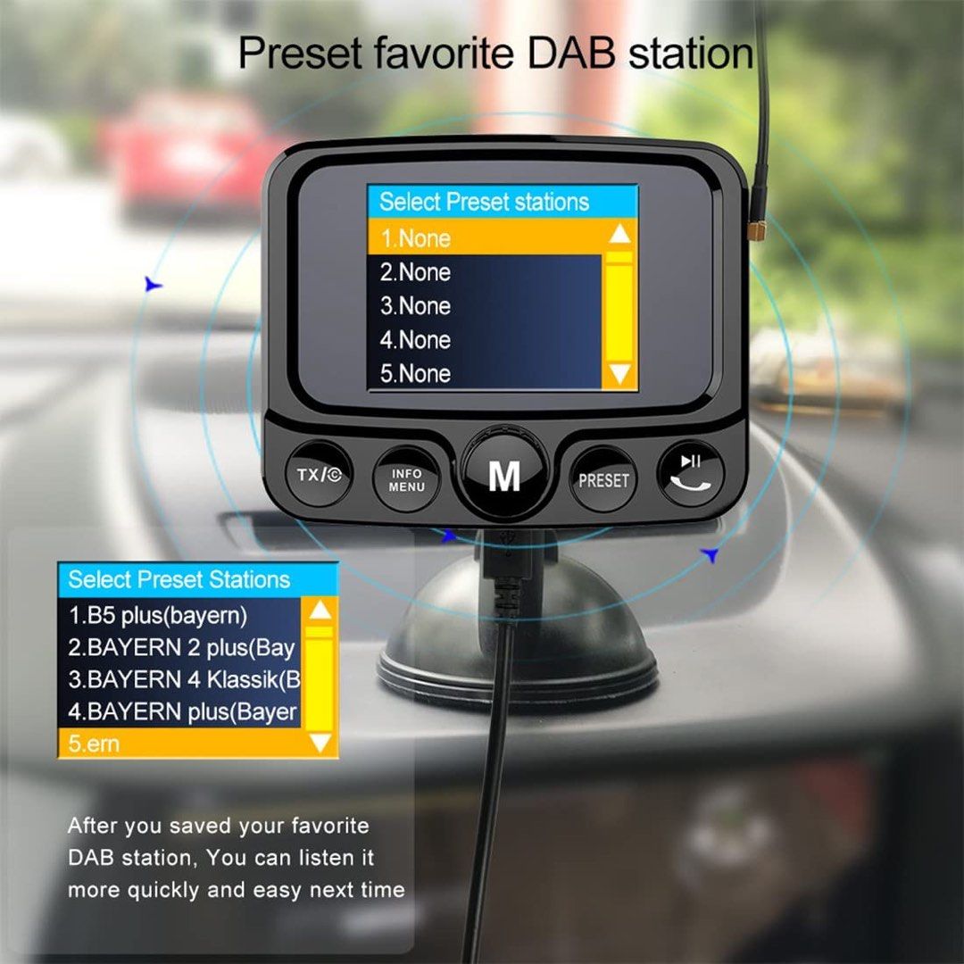 FirstE 2.4" Colorful Display Car DAB/DAB+ Radio Adaptor, Portable DAB