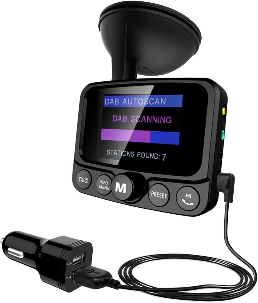 FirstE 2.4" Colorful Display Car DAB/DAB+ Radio Adaptor, Portable DAB