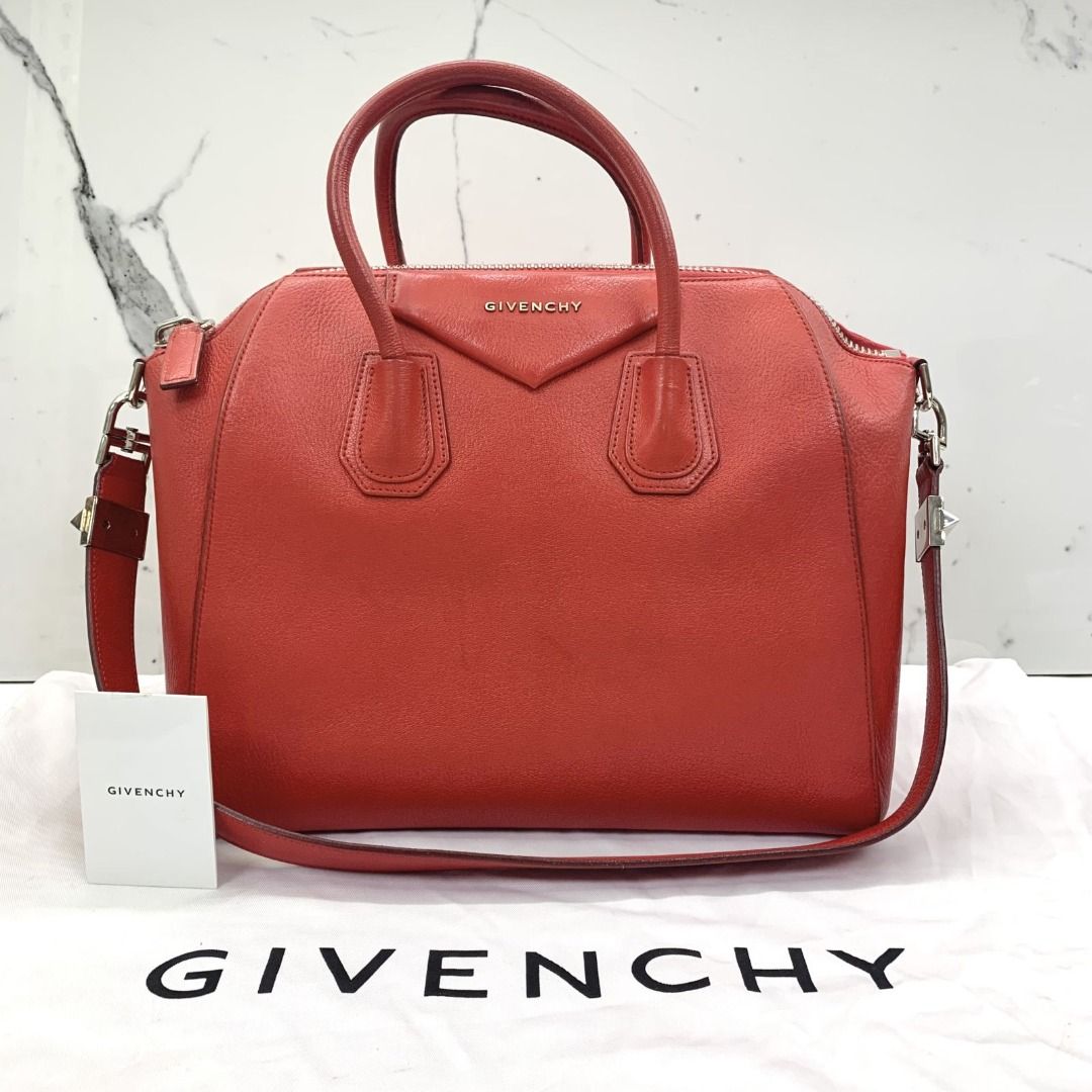 GIVENCHY RED LEATHER ANTIGONA MEDIUM 2 WAY BAG 227029740 EK, Women's