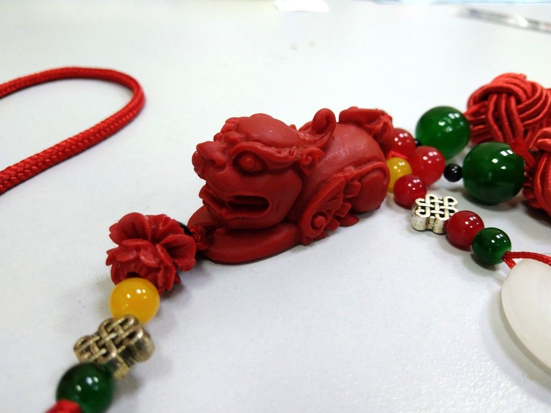 Chinese Red Jade Bead Bracelet