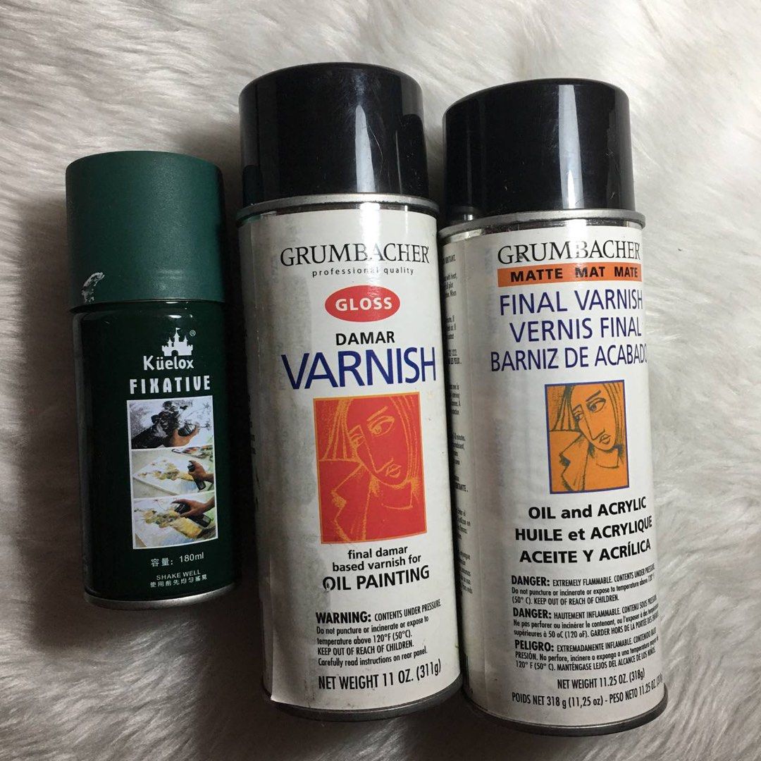Grumbacher Varnish and Kuelox Fixative, Hobbies & Toys, Stationary & Craft, Craft Supplies