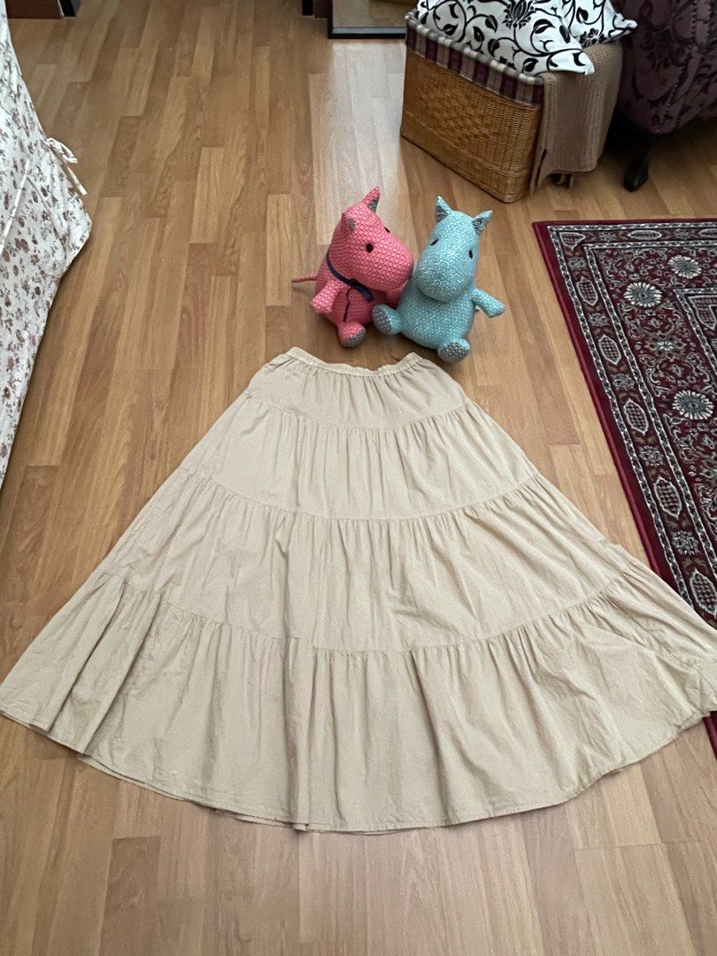 Khaki sales tiered skirt
