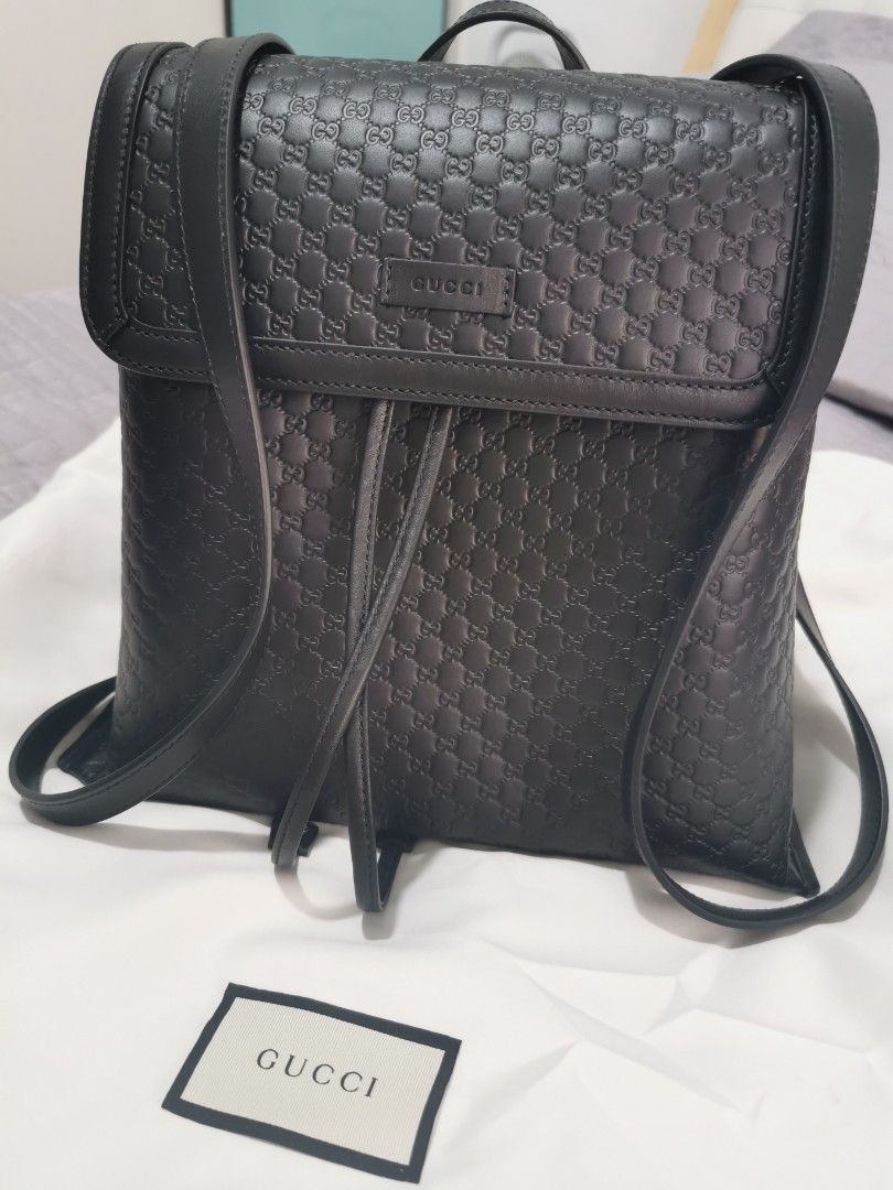 GUCCI backpack signature leather (Category: Luxury Bags & Wallets) located in Manila. Submitted by kikaylux (Listing ID 1198934175, Image 1). Description: Gucci Signature leather backpack, spacious inside Can put Laptop. Brand New bought in Paris last October 2022 Color: Black Inclusions:. Dustbag and receipts Very Pretty in actual 😍.