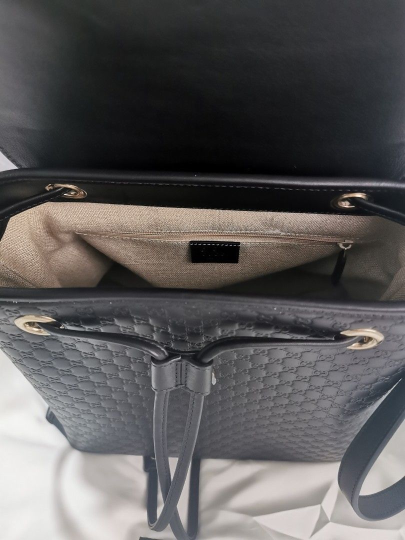 GUCCI backpack signature leather (Category: Luxury Bags & Wallets) located in Manila. Submitted by kikaylux (Listing ID 1198934175, Image 3). Description: Gucci Signature leather backpack, spacious inside Can put Laptop. Brand New bought in Paris last October 2022 Color: Black Inclusions:. Dustbag and receipts Very Pretty in actual 😍.