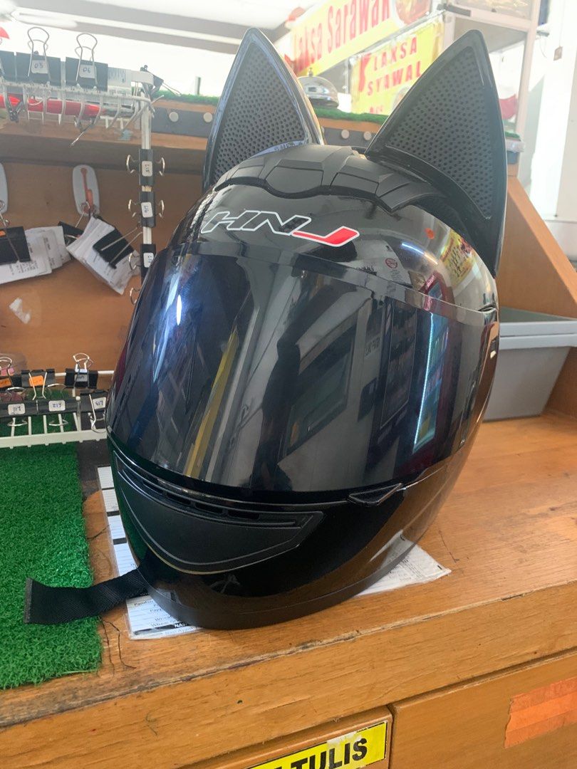 HNJ cat ear helmet, Motorbikes on Carousell