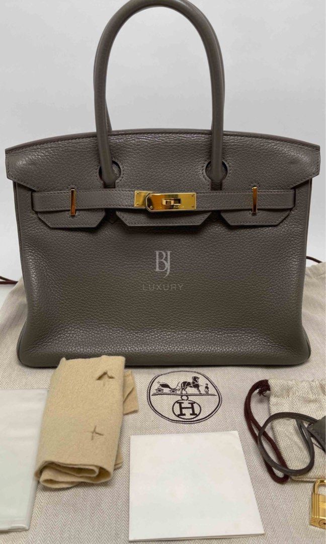 Hermes Etain Birkin 30 Phw P Stamp, Luxury, Bags & Wallets on Carousell
