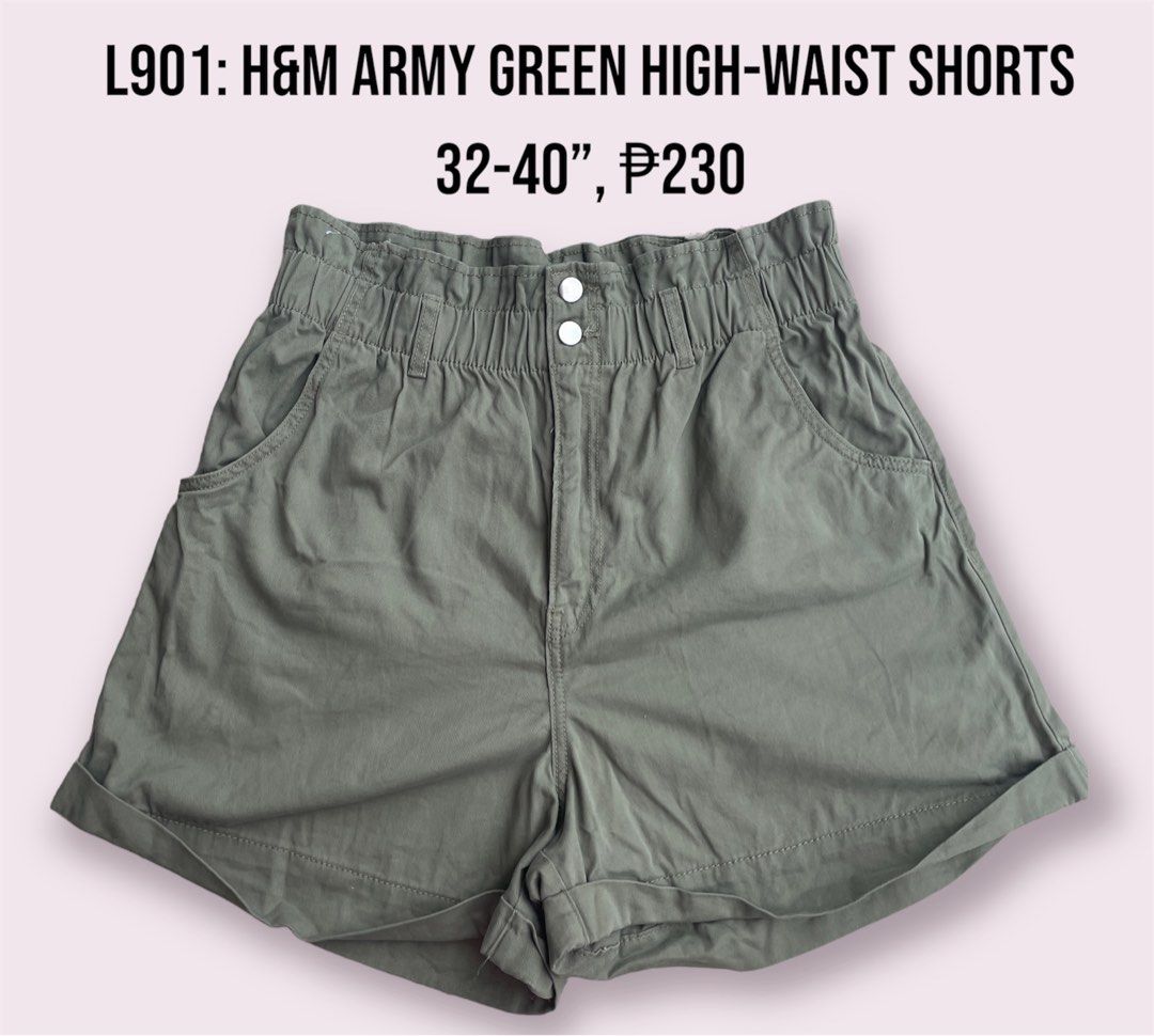 H M ARMY GREEN HIGH WAIST SHORTS Women s Fashion Bottoms Shorts on Carousell
