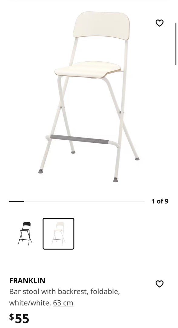 Ikea Franklin folding bar chair, Furniture & Home Living, Furniture