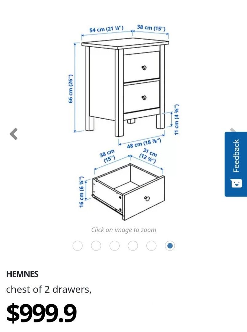 Ikea Hemnes bedside table 2 drawers, 傢俬＆家居, 傢俬, 書櫃、櫃子及架 Carousell