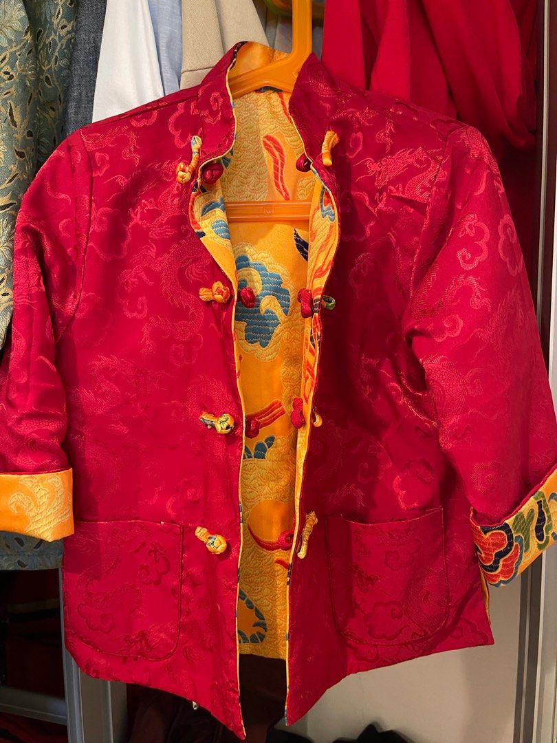 Kids Full Silk Chinese New Year Jacket Double Sided