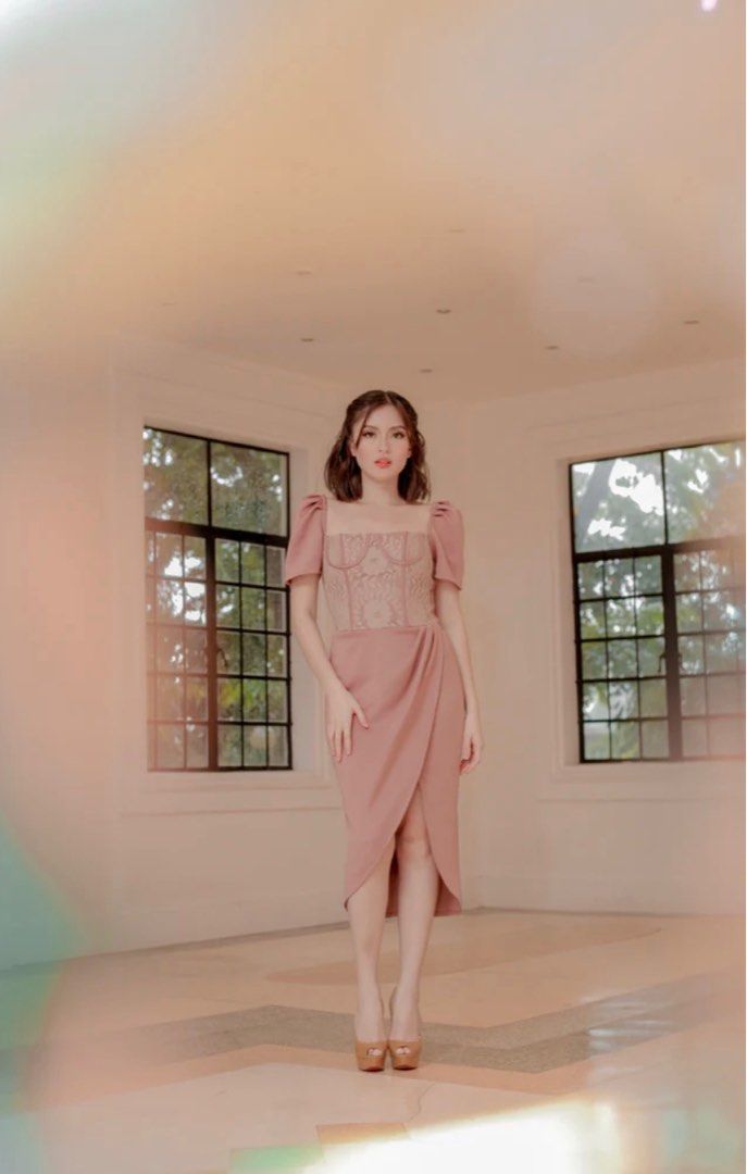Old rose filipiniana dress outlet