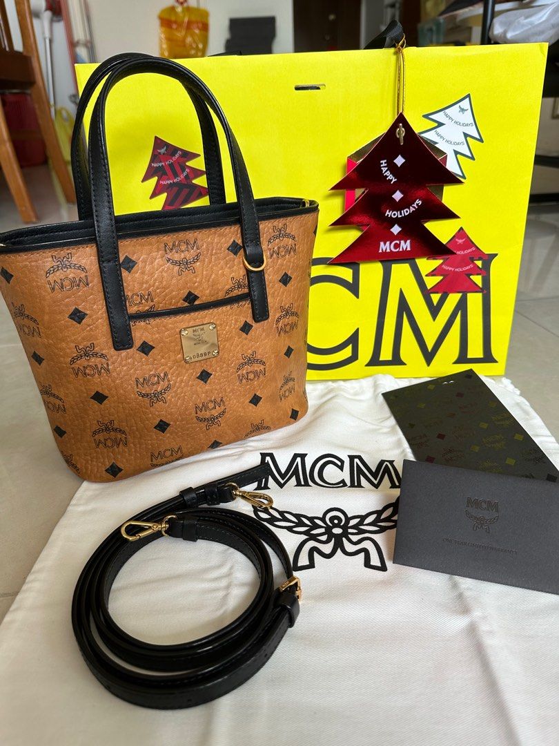 Mcm mini shopper bag discount