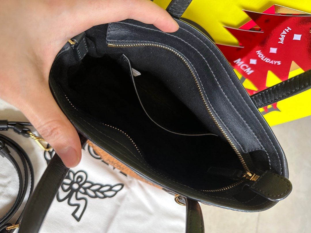 MCM Mini Tote Bag Aren Top Zip Shopper in Visetos