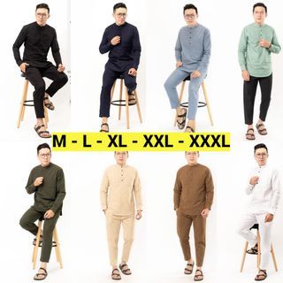 Men Long Sleeve Kurta Shirt Pants Size M L XL XXL XXXL Muslim Wear