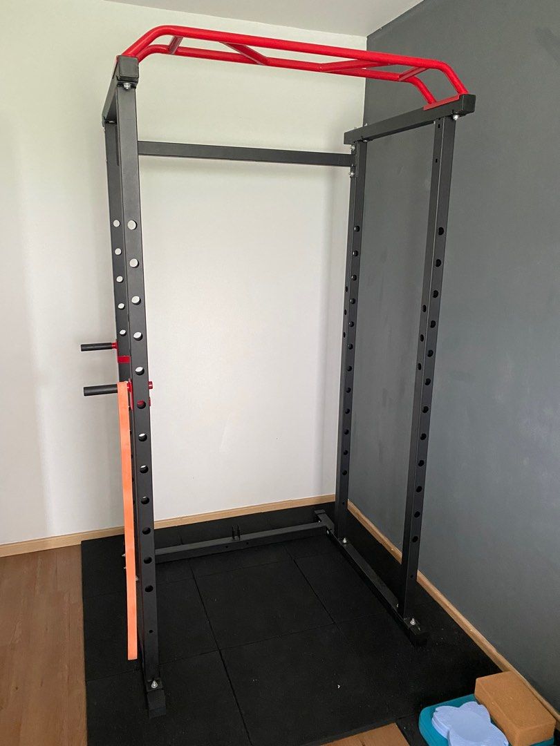Multi functional Power Rack (Category: Cardio & Fitness Machines) located in Singapore. Submitted by m43210 (Listing ID 1198972083, Image 2). Description: Lightly used Power Rack (not fully assembled in picture) for sale with assembly instructions Mats and orange belt not included.