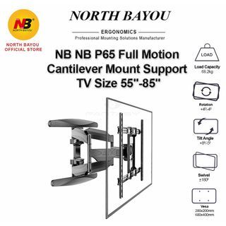 NB NORTH BAYOU P65 55 TO 85 INCH ERGONOMICS INTERACTIVE CANTILEVER VESA FULL MOTION TV WALL MOUNT