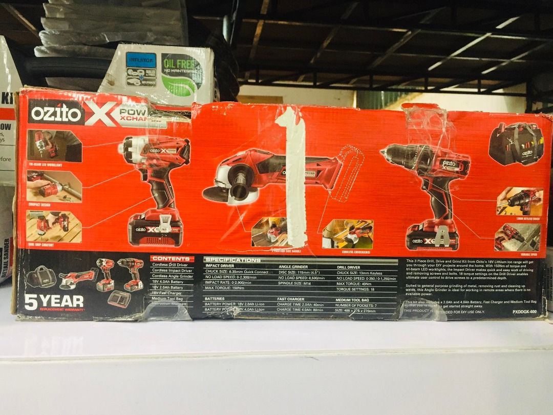 Ozito Cordless 3 Piece Kit, Commercial & Industrial, Construction Tools