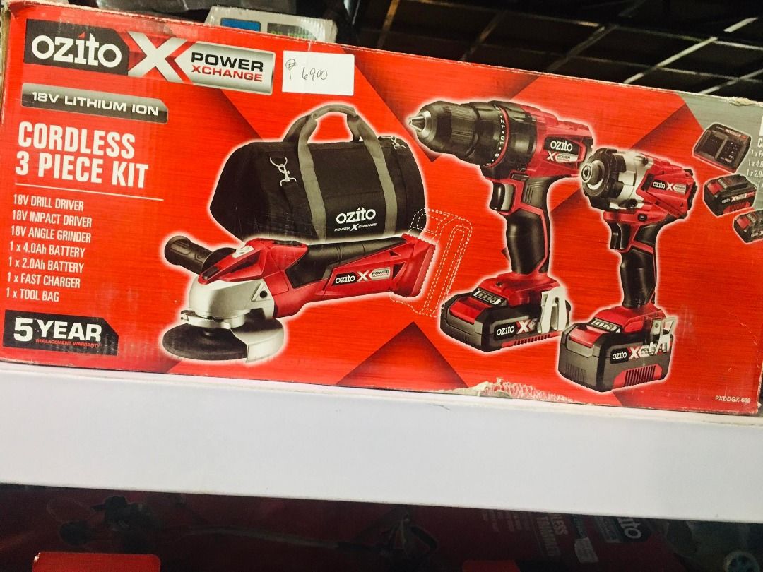 Ozito cordless store 3 piece kit