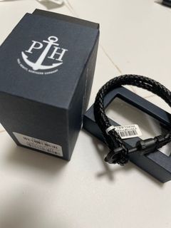Paul Hewitt  船錨 黑釦皮革手環