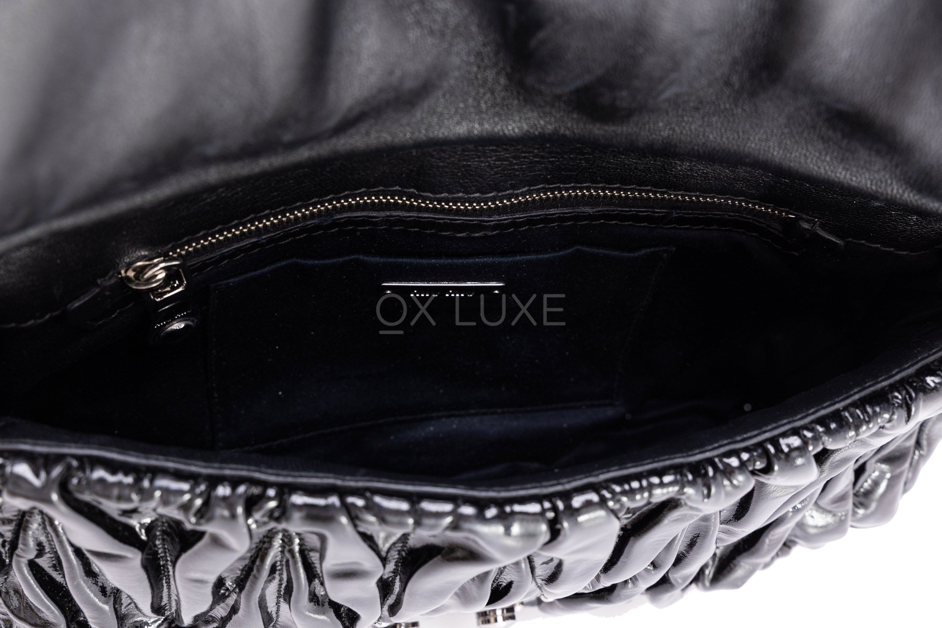 pre-loved authentic MIU MIU Black Leather Flap Pocket Zip Top SHOULDERBAG  $2200