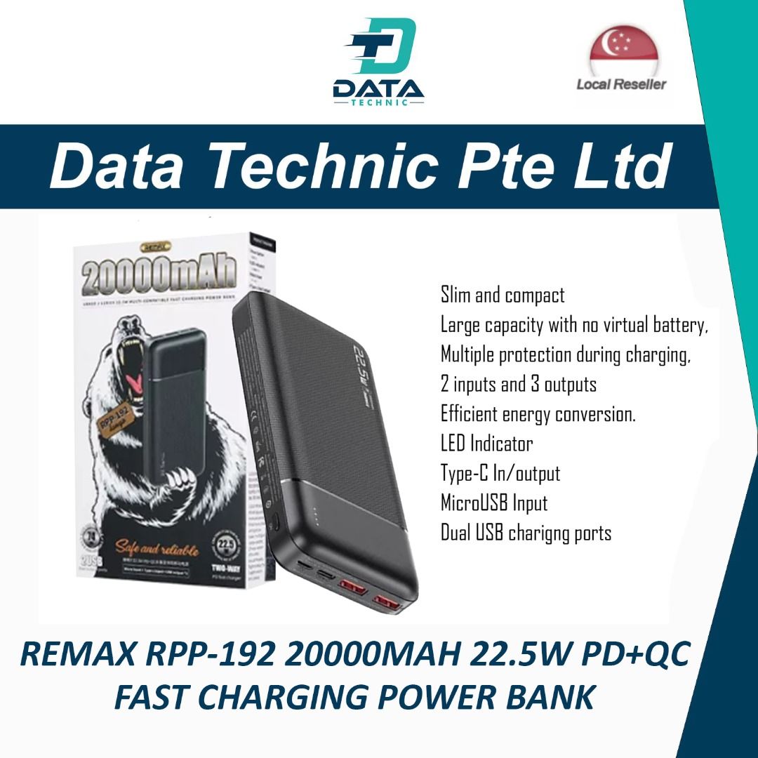 REMAX RPP-192 20000MAH 22.5W PD+QC FAST CHARGING POWER BANK, Mobile ...
