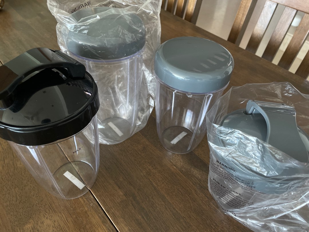 Nutribullet replacement cups and jars with lids and flip top lids., TV