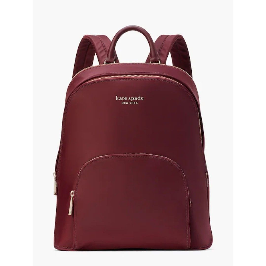 SALES Ends 30 Nov Noon Kate Spade The Little Better Sam Nylon Laptop Backpack Dark Merlot Women s Fashion Bags Wallets Backpacks on Carousell