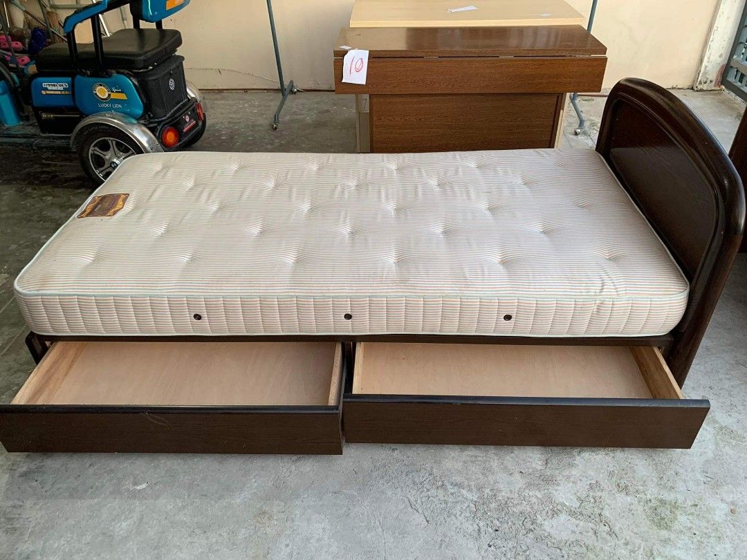 single size bed mattress and bed solid wood bed frame w/ pull out
