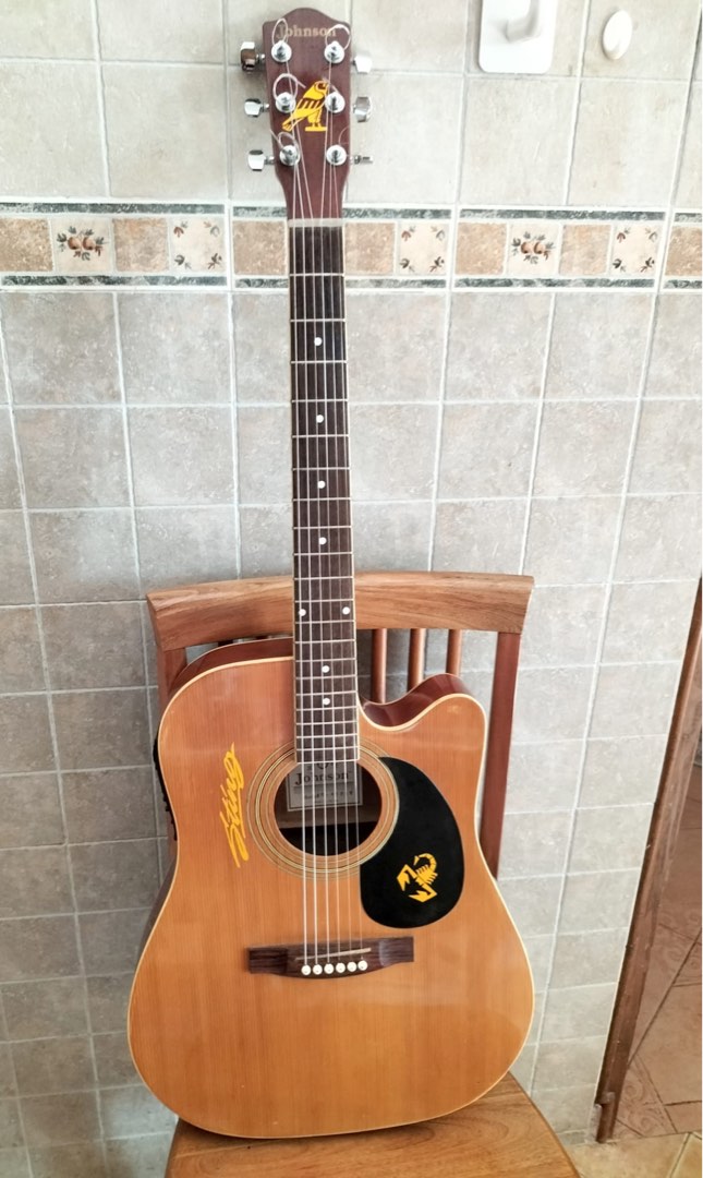Slimbody Johnson Electric/Acoustic Guitar, Hobbies & Toys, Music