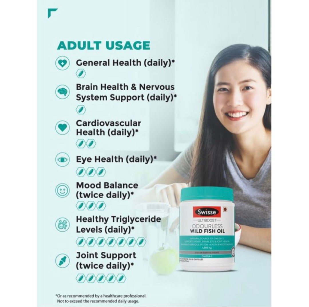 Swisse Ultiboost Odourless Wild Fish Oil Capsules 400 pack