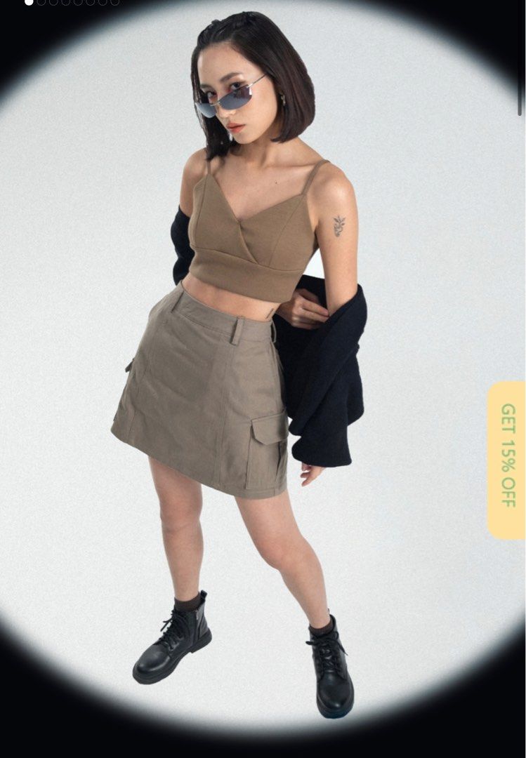 The Tinsel Rack Cargo Skirt in Sage, Women's Fashion, Bottoms, Skirts